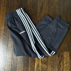 Adidas Climalite Mens Large Black Stretch Sweat Pants Black White Stripes L